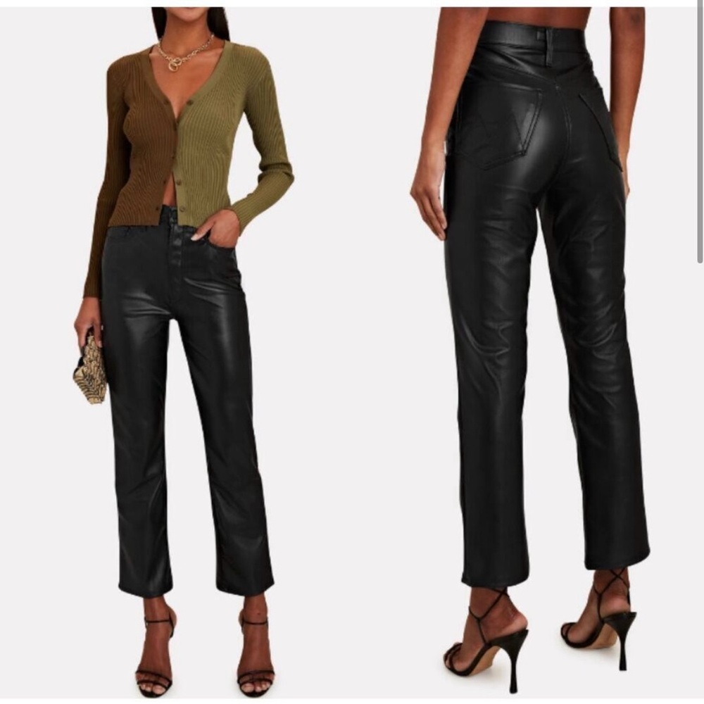 Mother High Waisted Rider Ankle Wax On, Wax Off faux leather